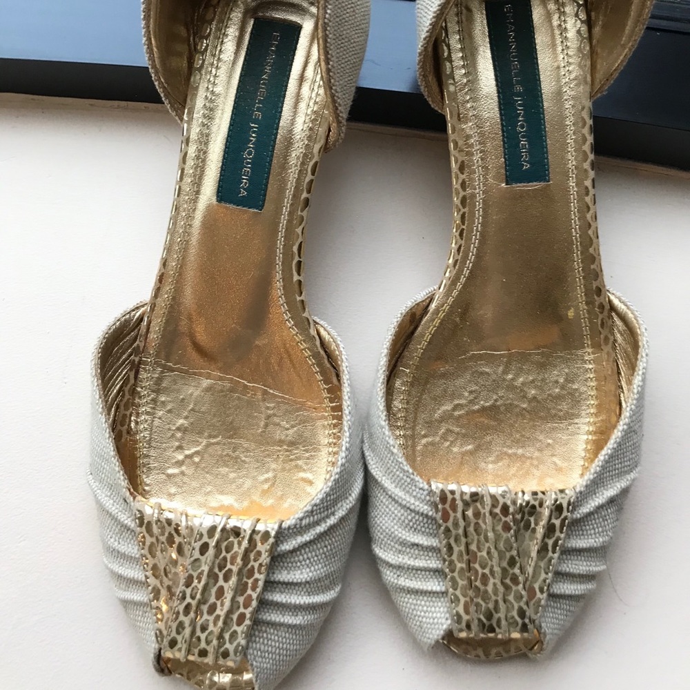 Golden peep toe heels